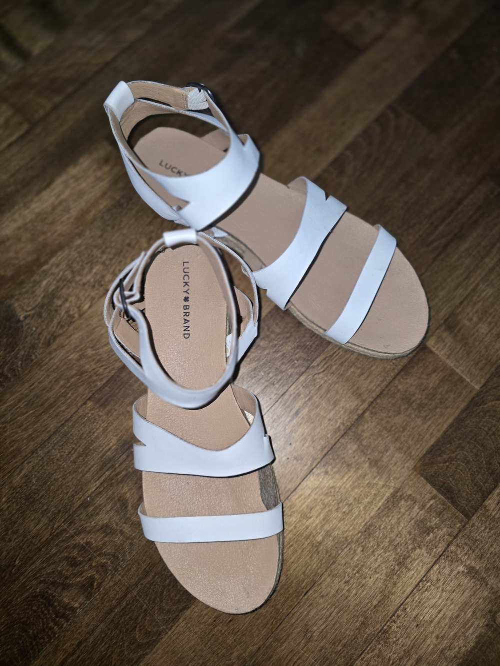 Lucky Brand White Strappy Ankle Sandals